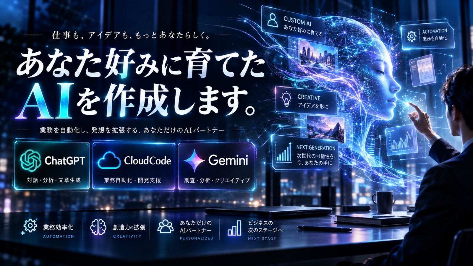 ChatGPT・CloudCode・Geminiを活用したAI導入イメージ